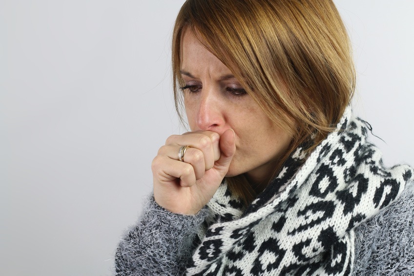 Blonde Woman Coughing