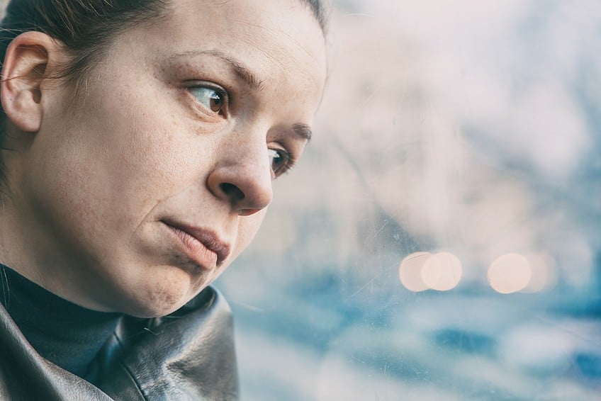 A Woman In Streetcar Alone And Depressed