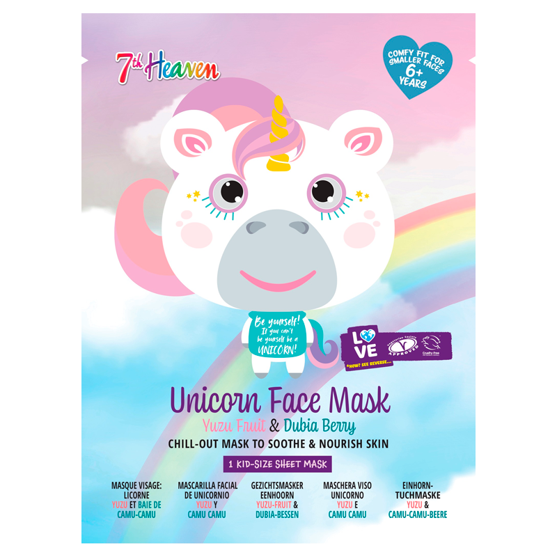 Billede af 7th Heaven Unicorn Face Sheet Mask For Kids (1 stk)