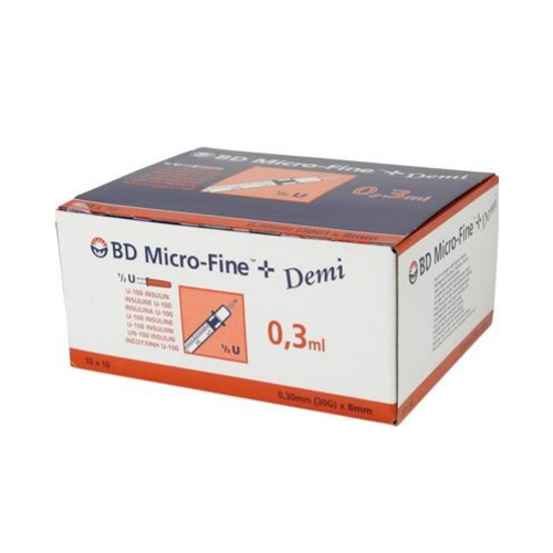 BD Micro Fine 0,30 ml Sprøjte m. kanyle (100 stk) thumbnail
