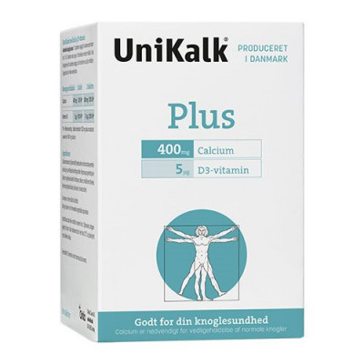 UniKalk Plus 400 mg. calcium + 5 mcg D-vitamin (180 tab)