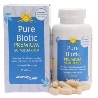 Renew Life Pure Biotic Premium 50 milliarder mælkesyrebakterier (30 kap)