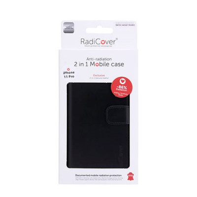 RadiCover Mobilcover iPhone 11 Pro Sort Antistråling Premium Læder (1 stk)