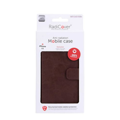 RadiCover Mobilcover til iPhone 11 Brun anti-stråling PU læder (1 stk)