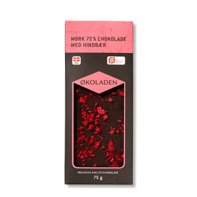 Økoladen Chokolade mørk hindbær 72% Ø (75 g)