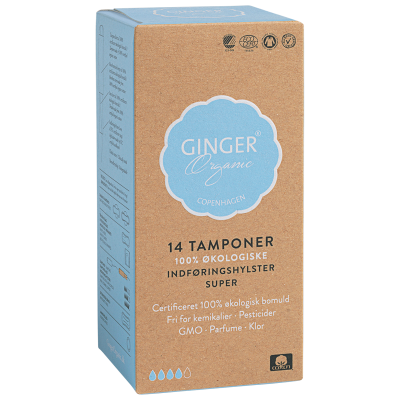 Ginger Organic Tampon m. Indføring Super (14 stk)