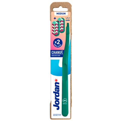 Jordan Medium Toothbrush 2 Heads + 1 Handle - Assorteret Farver (1 sæt)