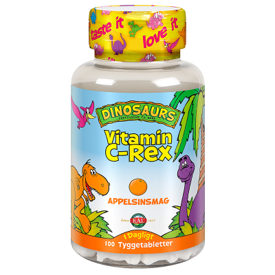 Kal DinoSaurs vitamin C-Rex med appelsinsmag (100 tyggetabletter)