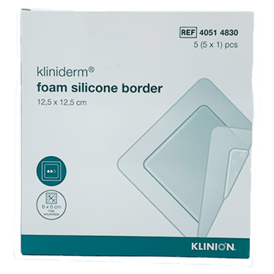 Kliniderm Foam Silikone Border 12,5x12,5 cm (5 stk)
