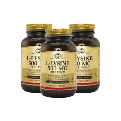 3 x Solgar L-Lysin Aminosyre 500 mg (50 kap)