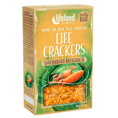 Lifefood Life Crackers m. Sauerkraut & Boghvede RAW Ø (90 g)