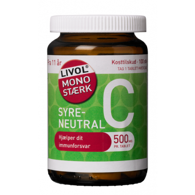 Livol Mono Stærk C-Vitamin Tablet 500 Mg - Syreneutral (100 tabletter)