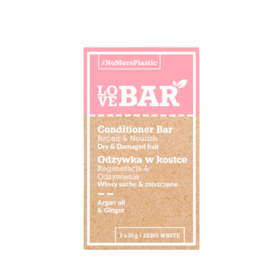 Love Bar Conditioner Bar Repair & Nourish Dry & Damaged Hair Argan Oil & Ginger (2 x 30 g)