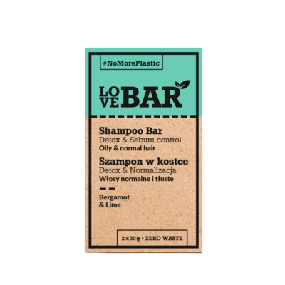 Love Bar Shampoo Bar Detox & Sebum Oily & Normal Hair Bergamot & Lime (2 x 30 g)