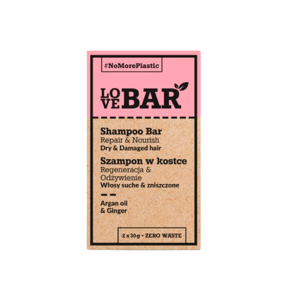 Love Bar Shampoo Bar Repair & Nourish Dry & Damaged Hair Argan Oil & Ginger (2 x 30 g)