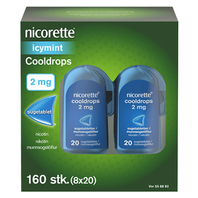 Nicorette Cooldrops Sugetb 2MG (160 stk)