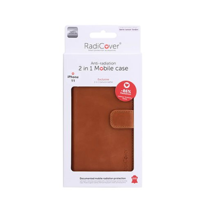 Mobilcover iPhone 11 brun antistråling premium læder