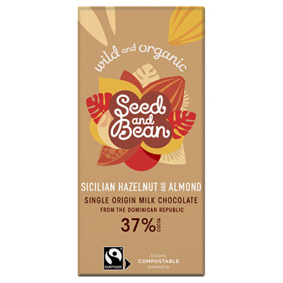Seed and Bean Mælkechokolade 37% Hasselnød og Mandel Ø (85 g)