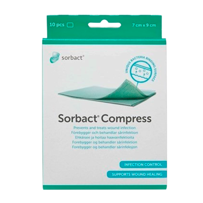 Sorbact - Kompres 7 x 9 cm (10 stk)