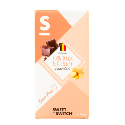 Sweet Switch Chokolade Ginger Mørk Med Ingefær Sukkerfri (100 g)