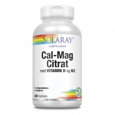 Solaray Cal-Mag 1:1 med vitamin D og K2 (240 kapsler)