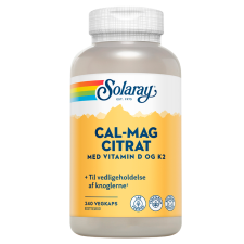 Solaray Cal-Mag Citrat med vitamin D og K2 (240 kapsler)