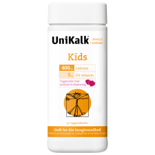 UniKalk Kids med Jordbær/Hindbær (90 tyggetabletter)