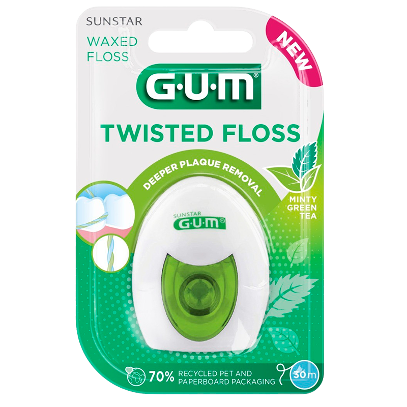GUM Twisted Floss Waxed Mint + Green Tea (30 m) thumbnail
