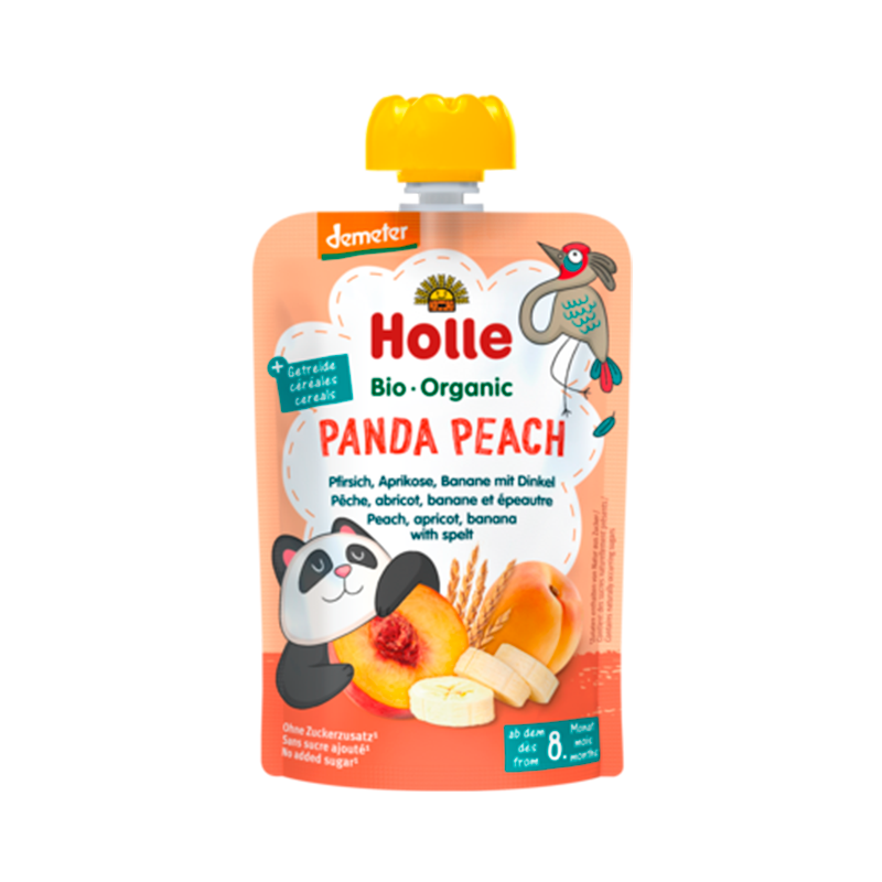 Holle Panda Peach Fersken Aprikos & Banan Spelt Grød (100 g) thumbnail