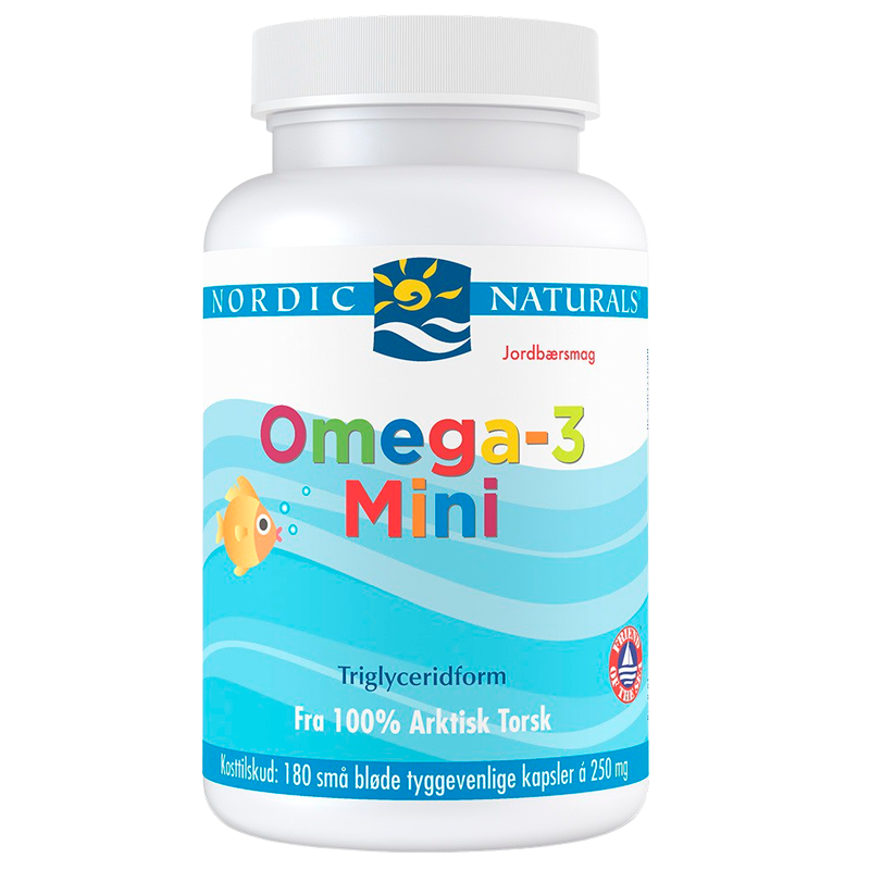 Nordic Naturals Omega 3 Mini M. Jordbærsmag (180 Kap)