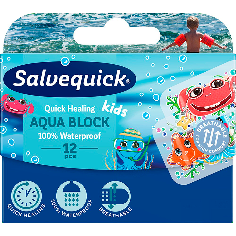 Salvequick Aqua Block Kids (12 stk) thumbnail