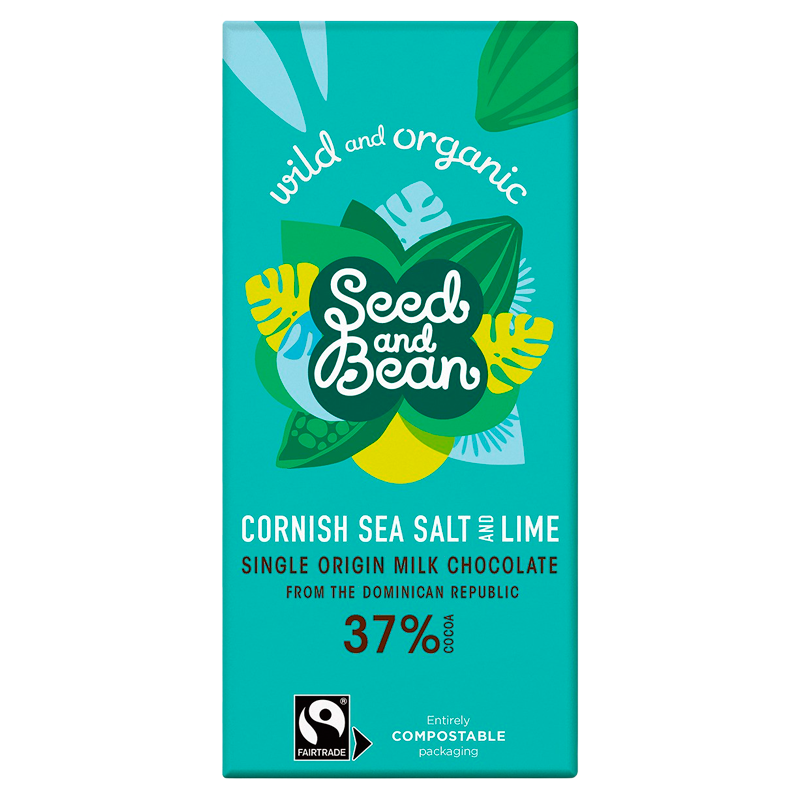 Billede af Seed & Bean Mælke Chokolade 37% Cornish Sea Salt & Lime Ø (75 g)