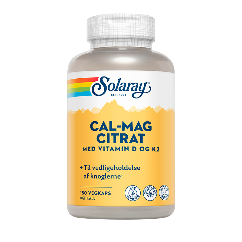 Solaray Cal-Mag Citrat med vitamin D og K2 (150 kap)