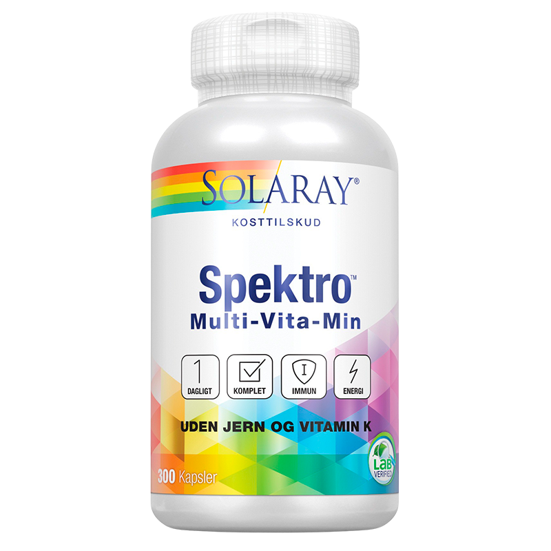  Solaray Spektro Multi-Vita-Min uden jern og vitamin K (300 kapsler)