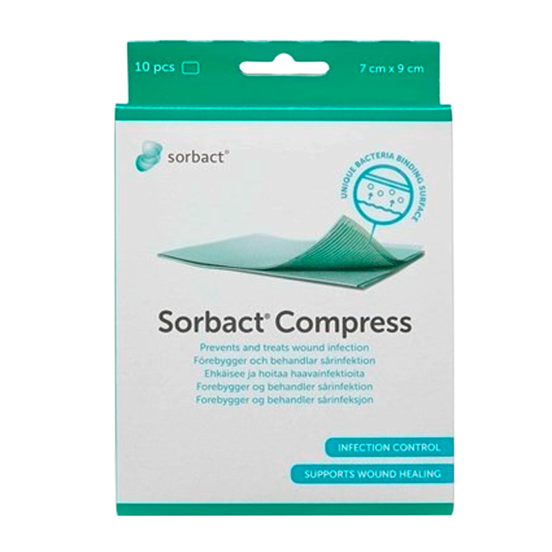 Sorbact - Kompres 7 x 9 cm (10 stk) thumbnail