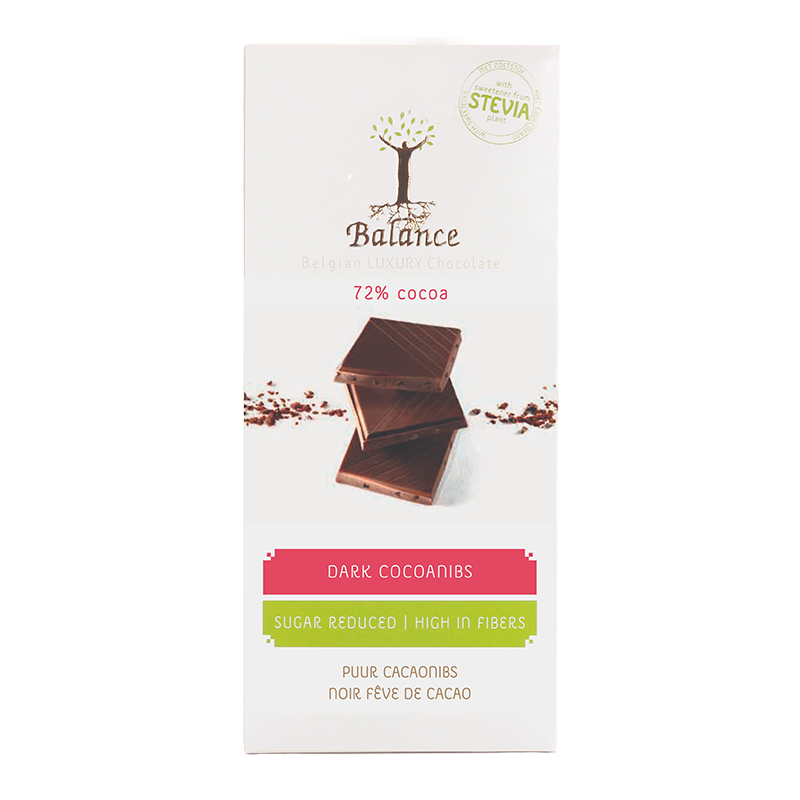Billede af Balance Stevia Chokolade Mørk Kakaonibs - 85 g