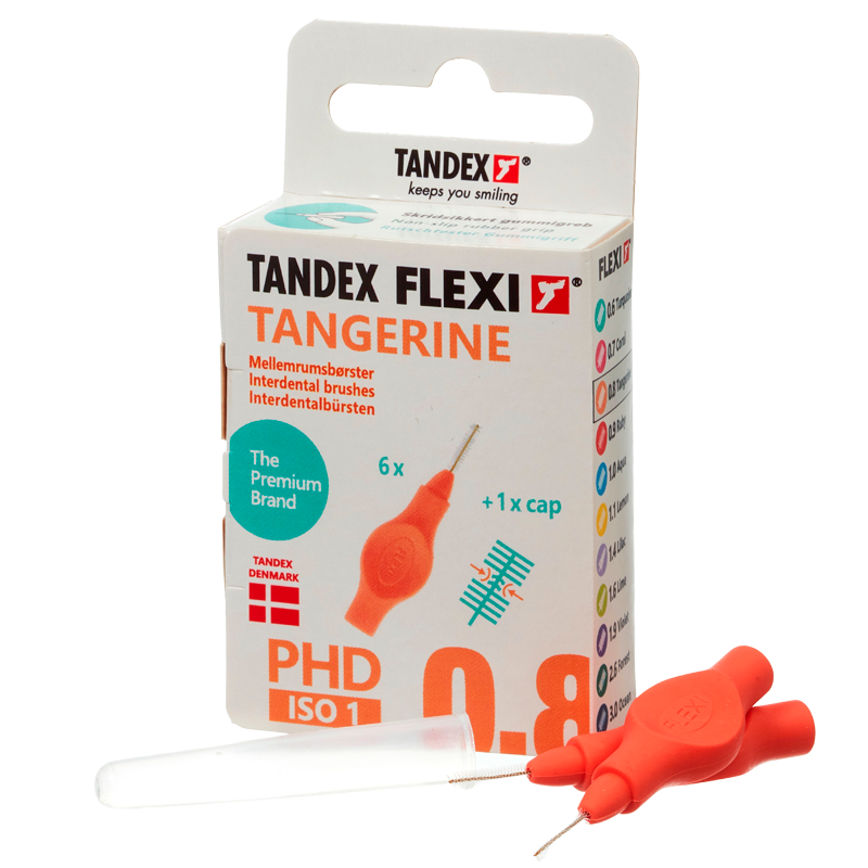 TANDEX Flexi Mellemrumsbørste Tangerine PHD 0.8/ISO 1 (6 stk) thumbnail