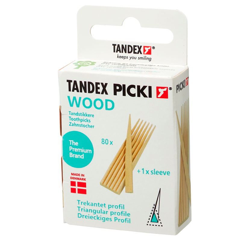 TANDEX Picki Mellemrumsbørste Wood Birk Trekantet (80 stk) thumbnail